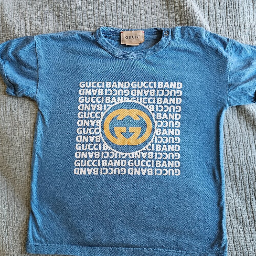 Gucci Logo Gucci Band Blue Tshirt